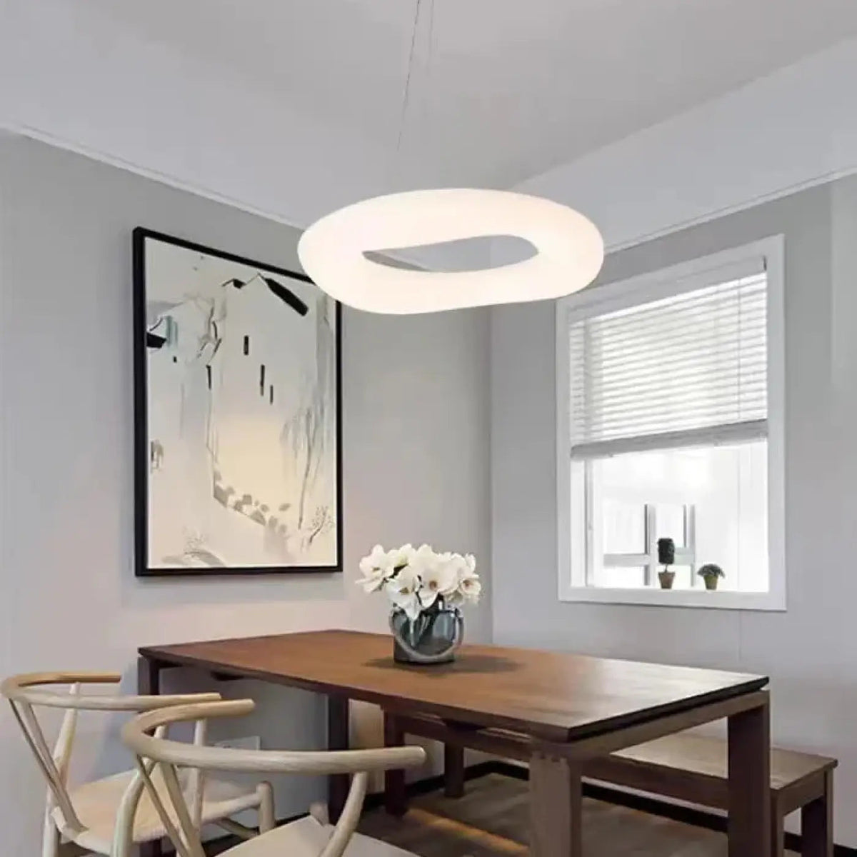 Lampa wisząca organiczna owalna biała | Gidita