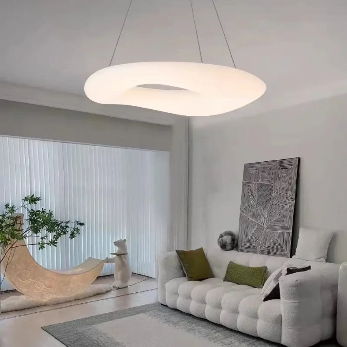 Lampa wisząca organiczna owalna biała | Gidita