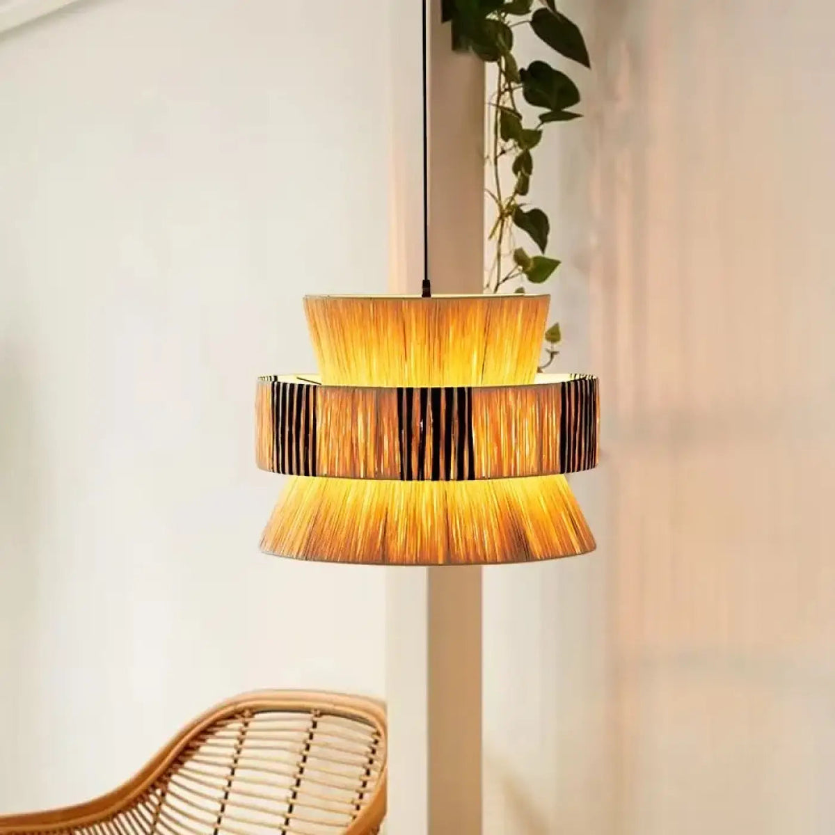 Lampa wisząca oryginalna naturalna rattan | Serenza