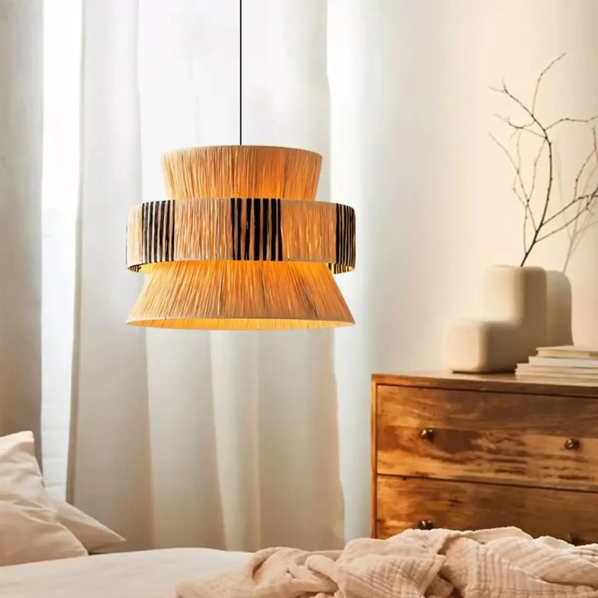 Lampa wisząca oryginalna naturalna rattan | Serenza