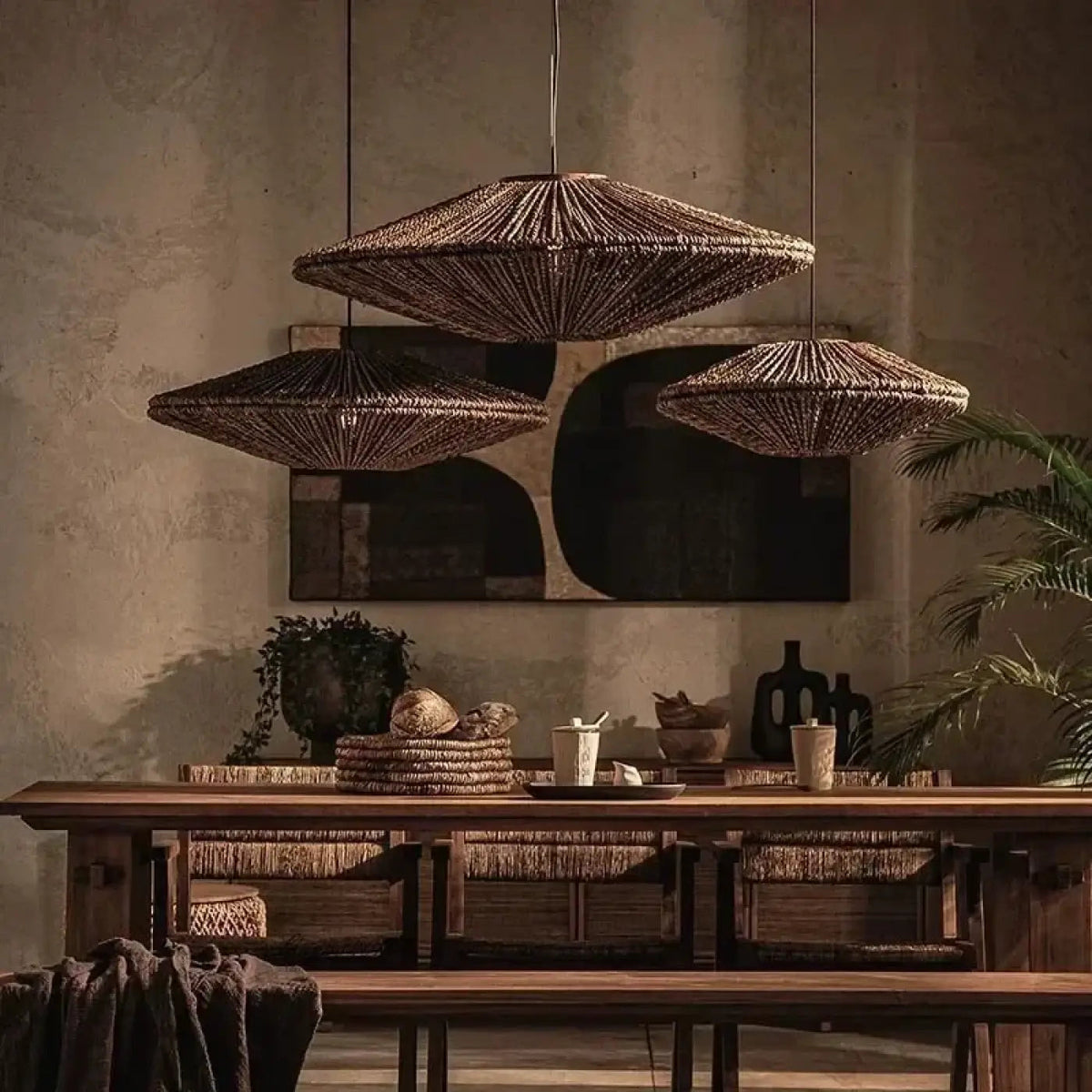 Lampa wisząca oryginalna rattan brązowa | Florelia