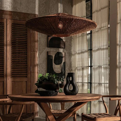 Lampa wisząca oryginalna rattan brązowa | Florelia