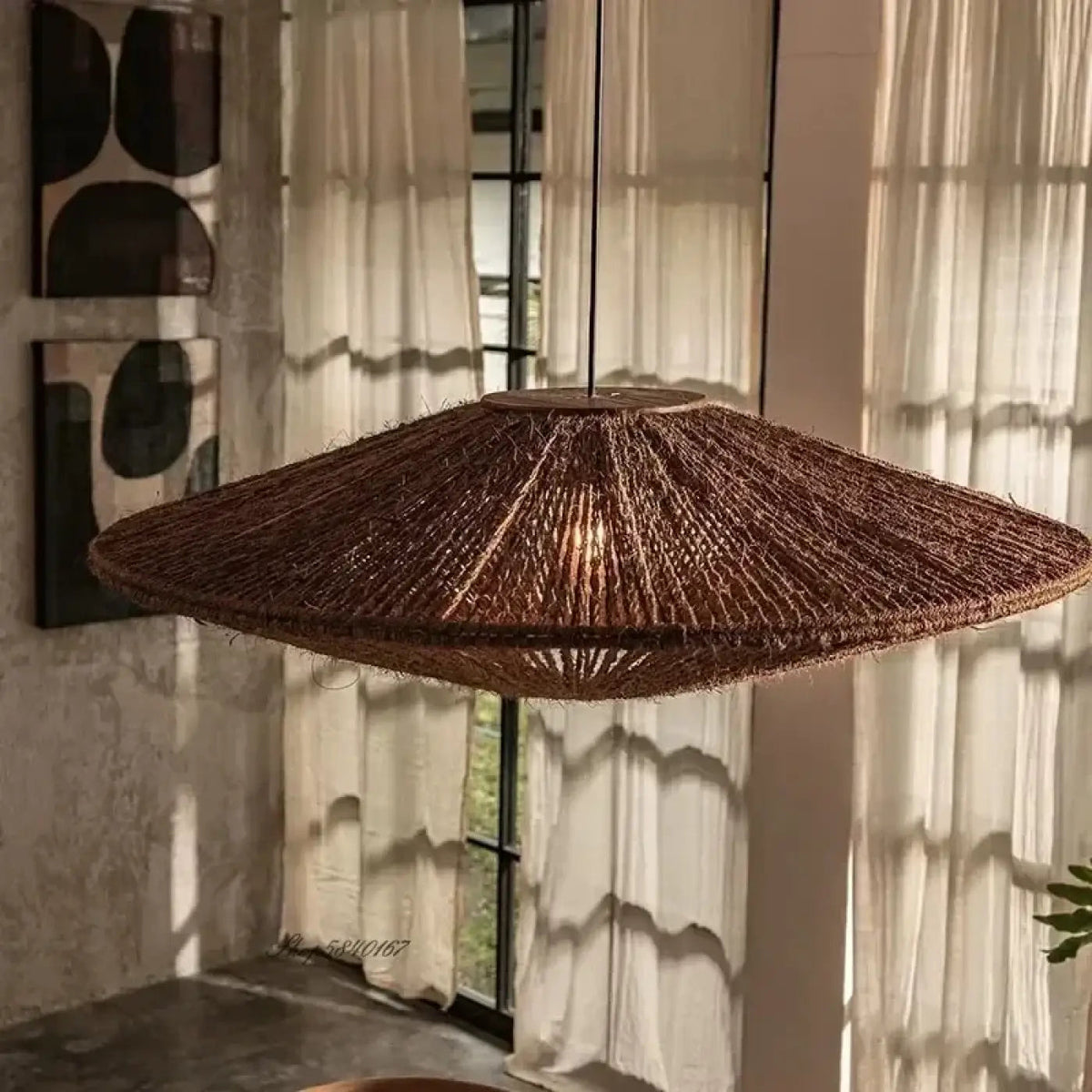 Lampa wisząca oryginalna rattan brązowa | Florelia
