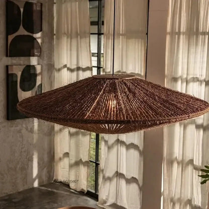 Lampa wisząca oryginalna rattan brązowa | Florelia