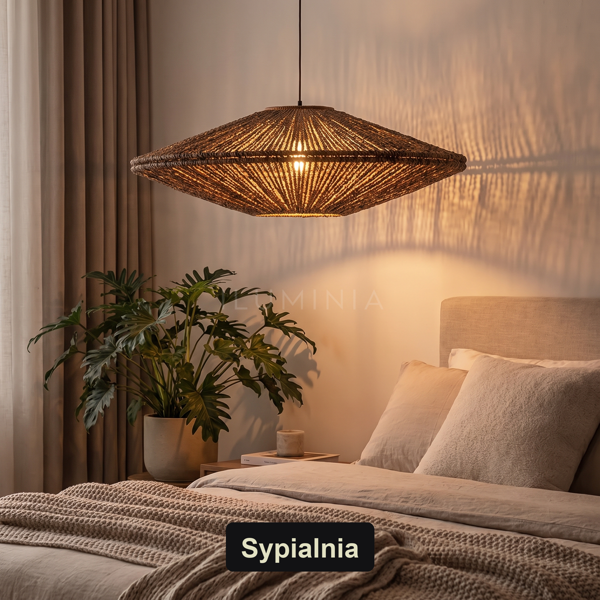 Lampa wisząca oryginalna rattan brązowa | Florelia