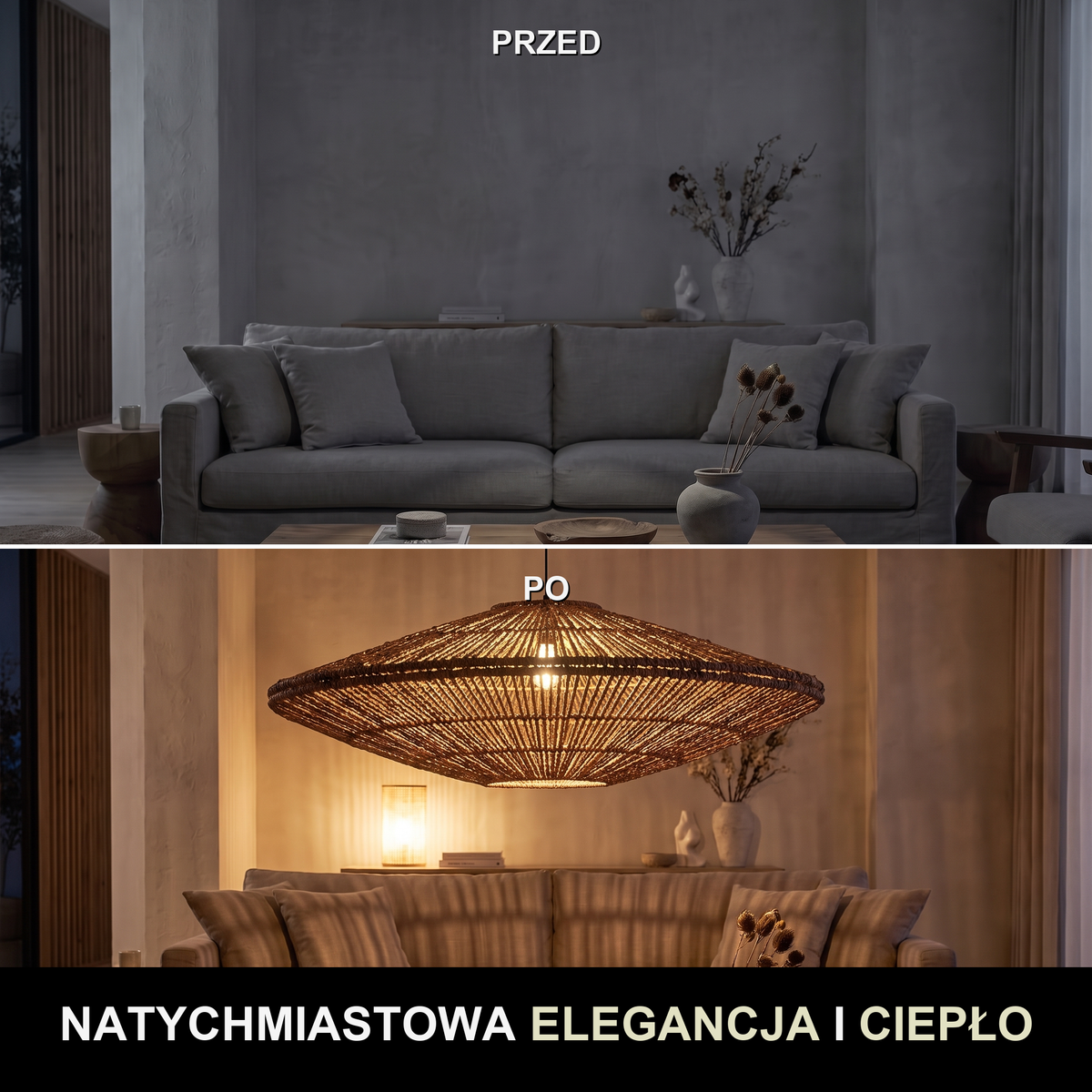 Lampa wisząca oryginalna rattan brązowa | Florelia