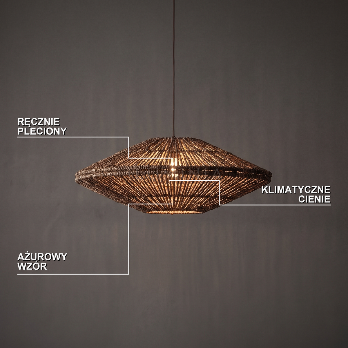 Lampa wisząca oryginalna rattan brązowa | Florelia