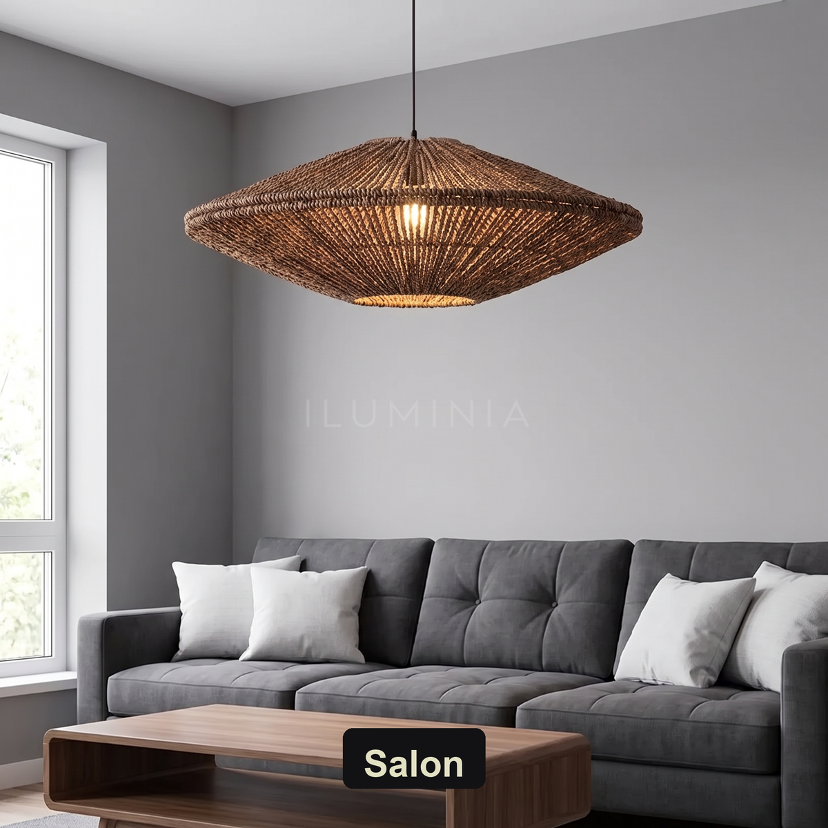 Lampa wisząca oryginalna rattan brązowa | Florelia