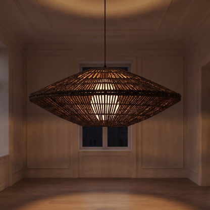 Lampa wisząca oryginalna rattan brązowa | Florelia