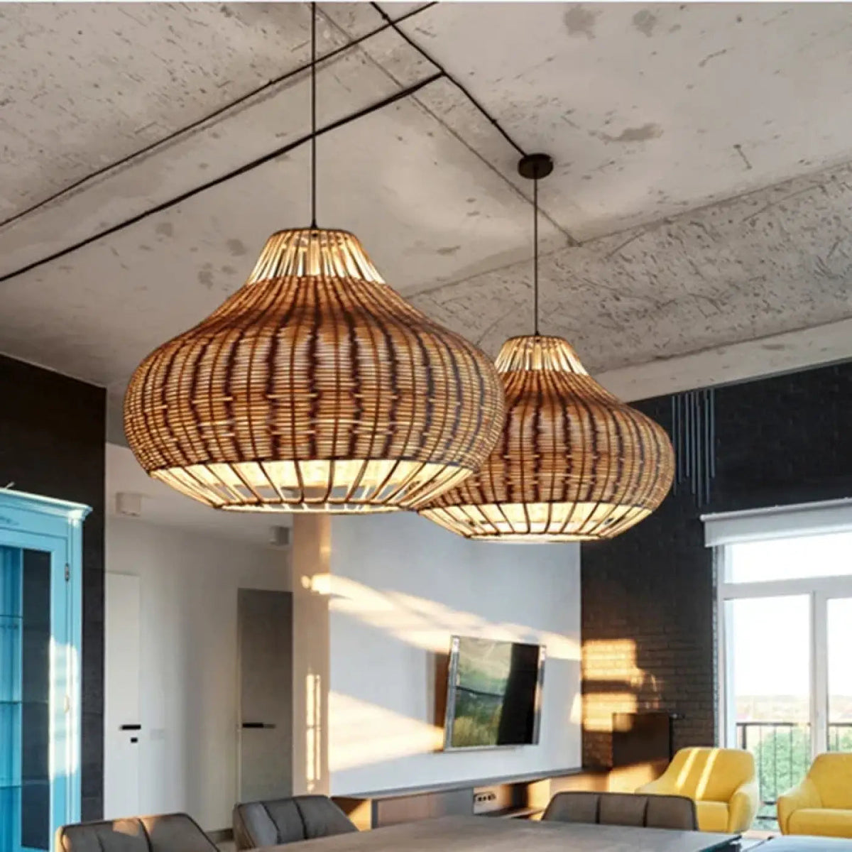 Lampa wisząca rattan do kuchni | Doresca