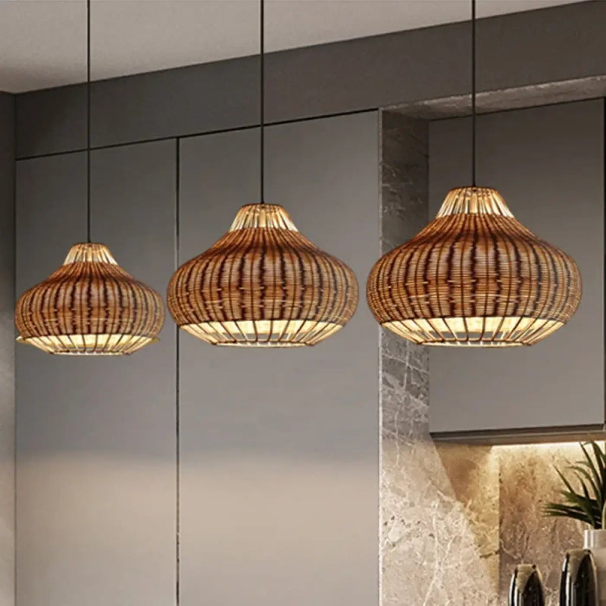 Lampa wisząca rattan do kuchni | Doresca