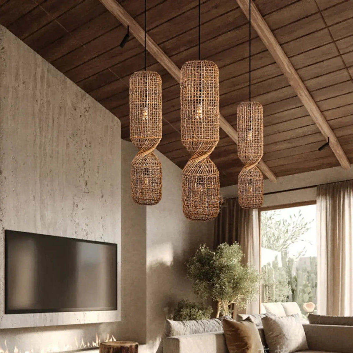 Lampa wisząca rattan do sypialni | Poletta