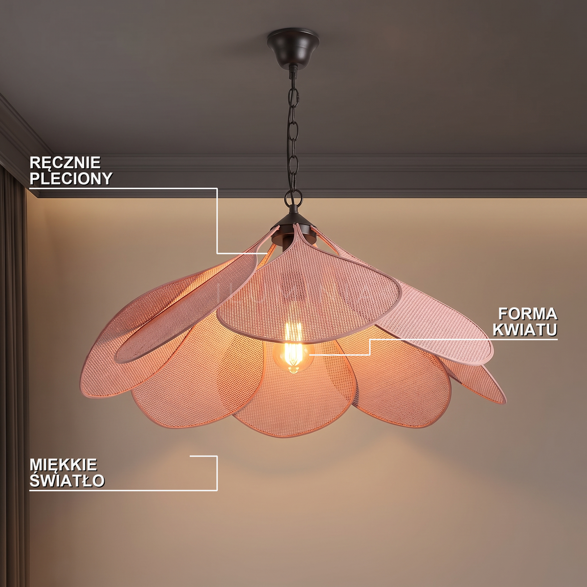 Lampa wisząca różowa | Ostara