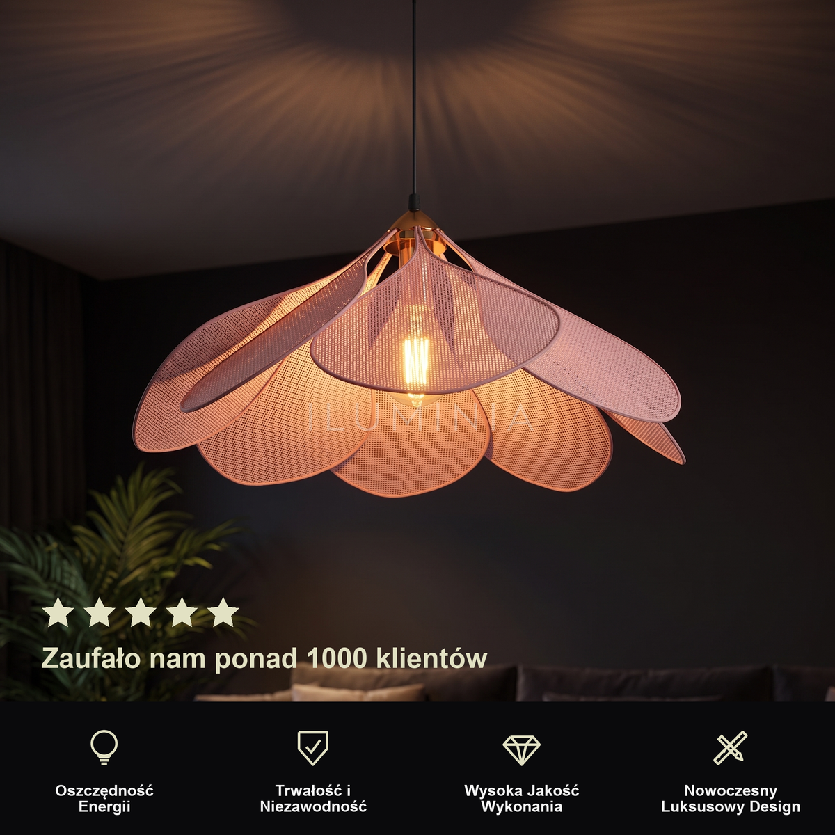 Lampa wisząca różowa | Ostara