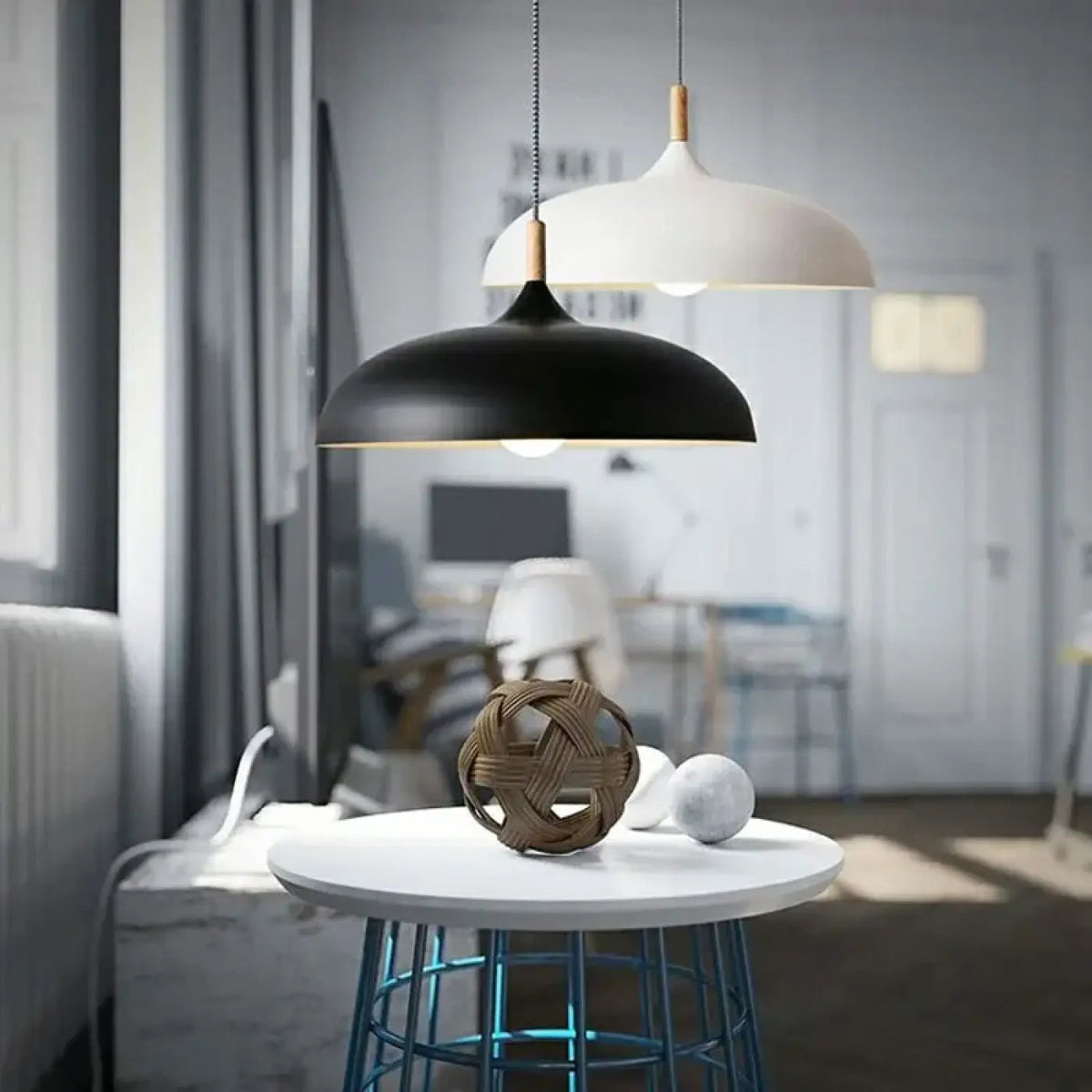 Lampa wisząca skandynawska drewniana | Mandanta