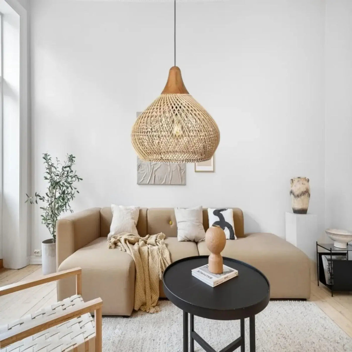 Lampa wisząca skandynawska naturalna rattan | Melanta