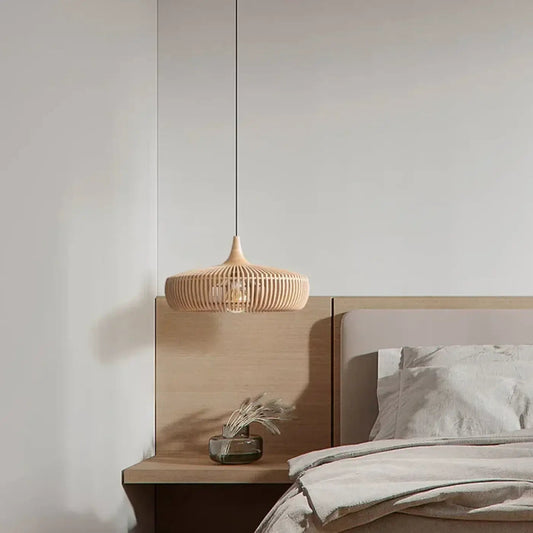 Lampa wisząca skandynawska rattan drewniana | Sotticia