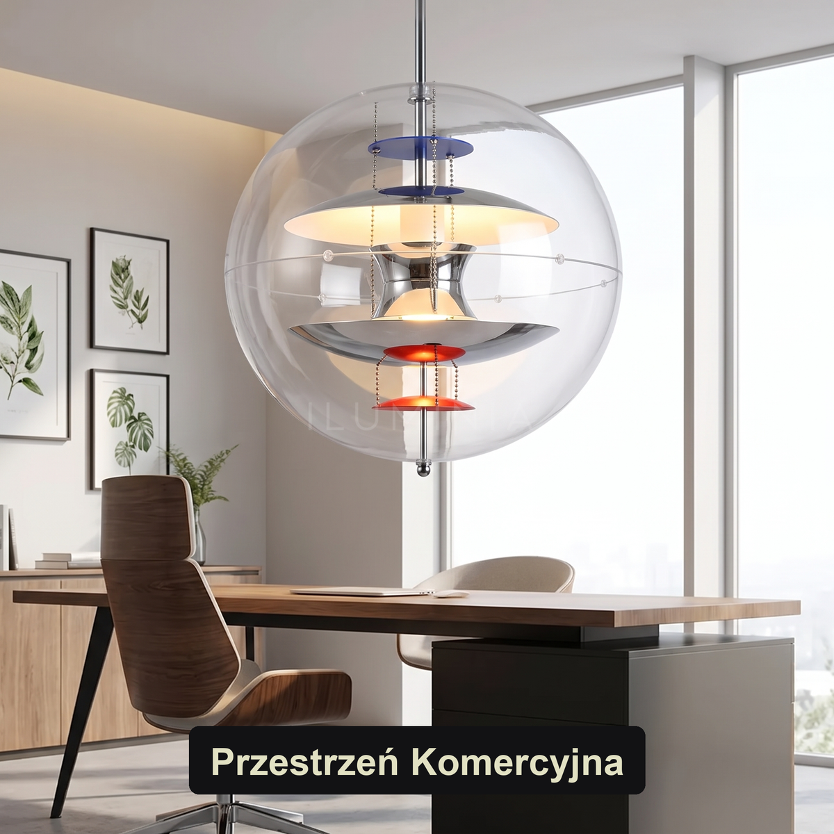 Lampa wisząca srebrna kula | Estezza