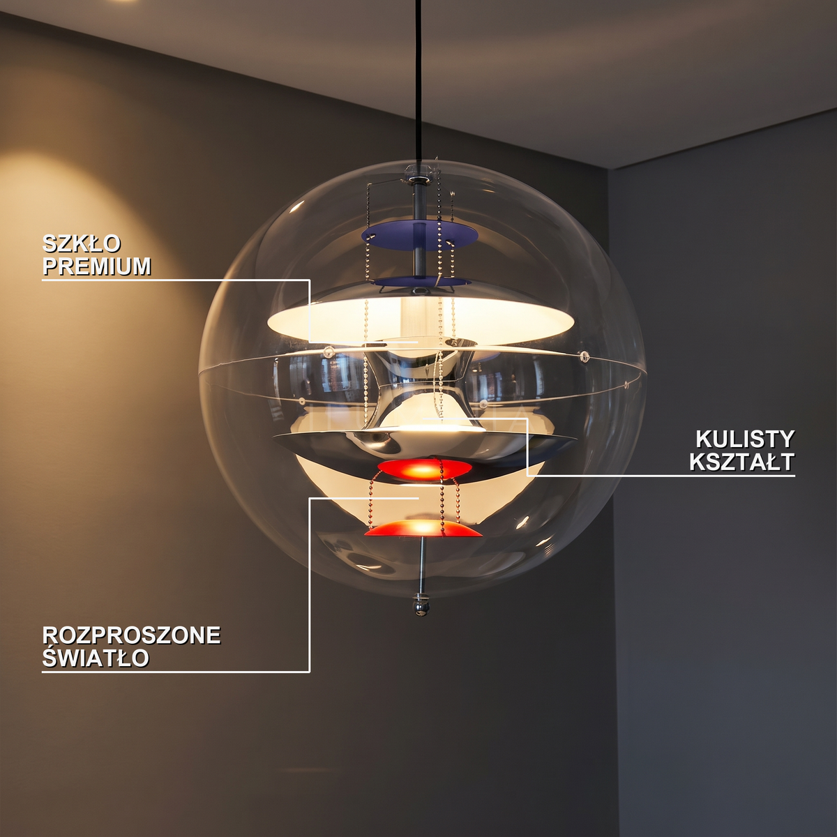 Lampa wisząca srebrna kula | Estezza