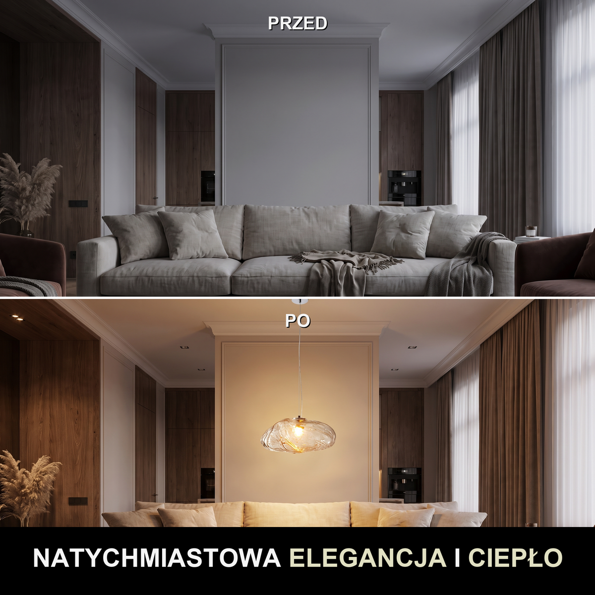 Lampa wisząca szara szkło | Napora