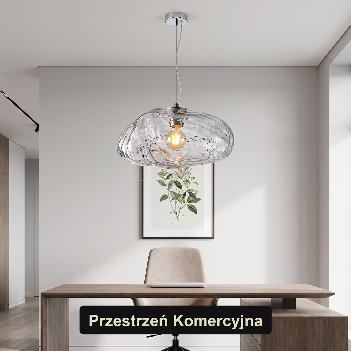 Lampa wisząca szara szkło | Napora