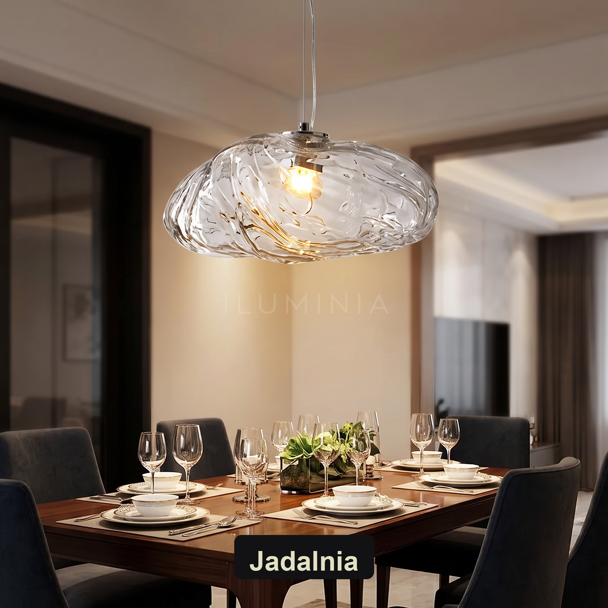 Lampa wisząca szara szkło | Napora