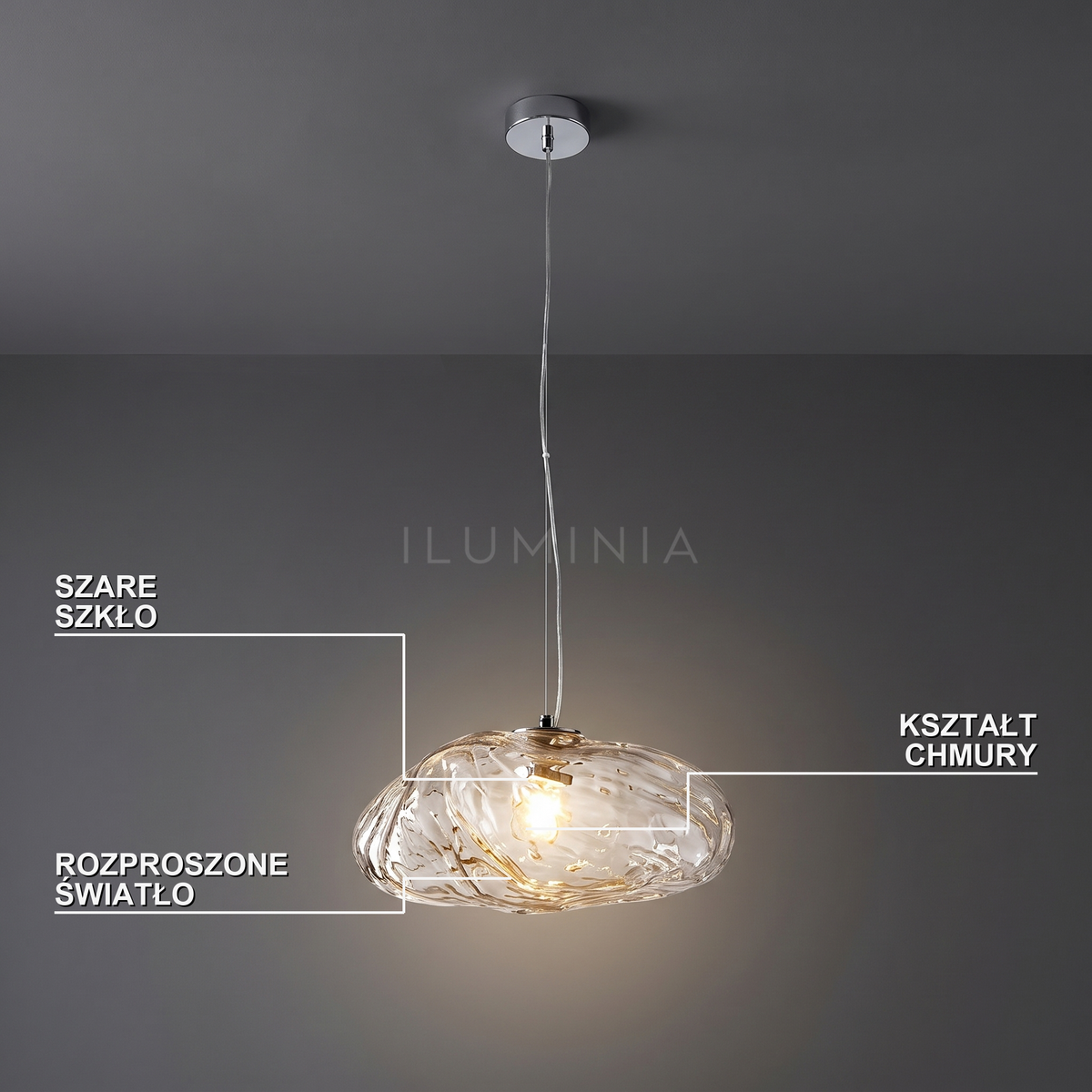 Lampa wisząca szara szkło | Napora