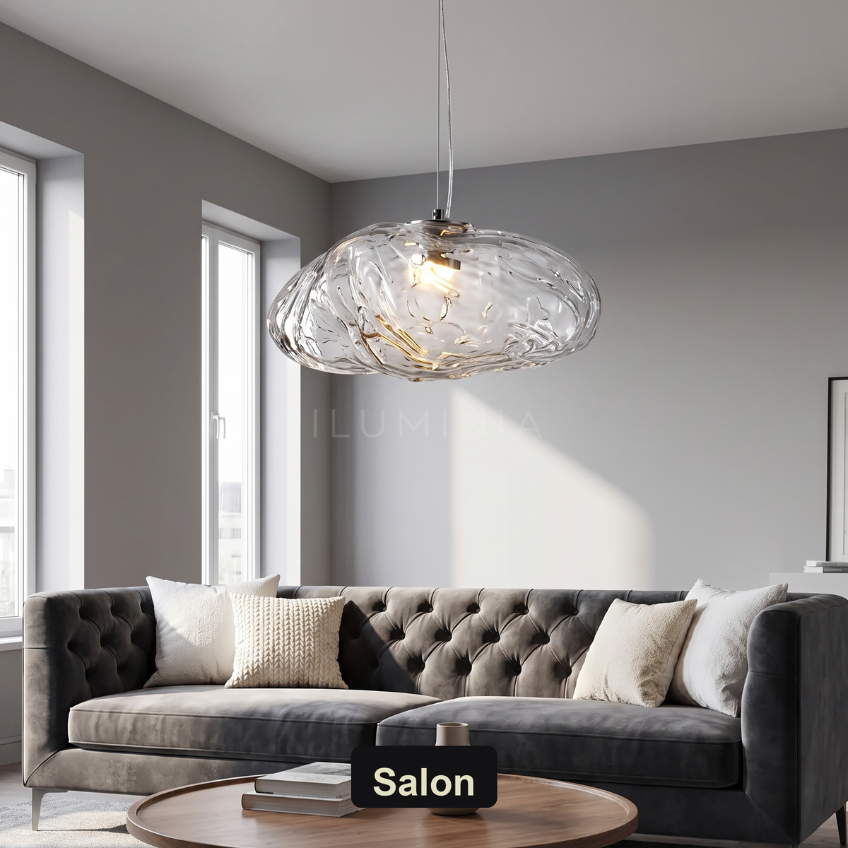 Lampa wisząca szara szkło | Napora