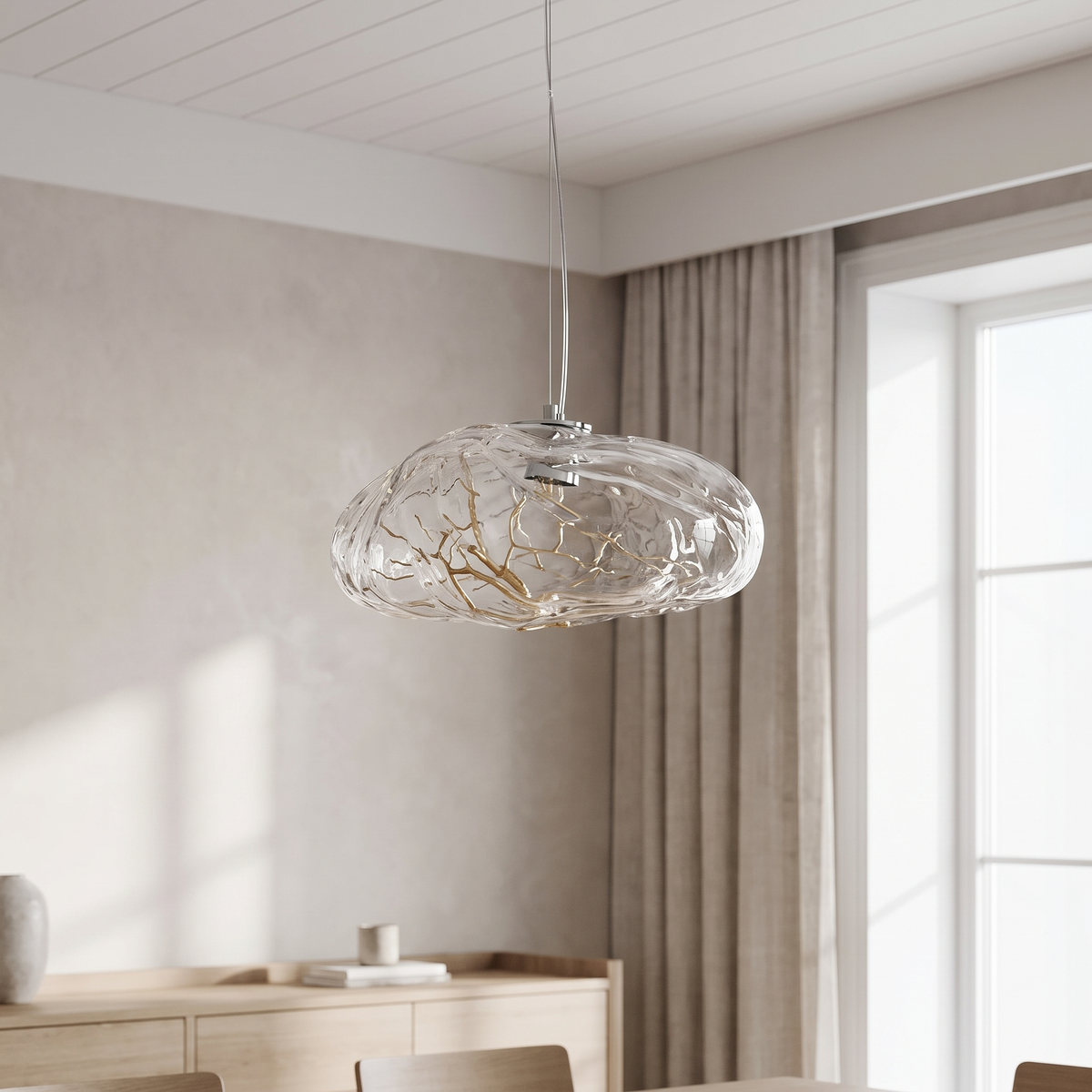 Lampa wisząca szara szkło | Napora