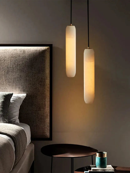 Lampa wisząca szklana cylindryczna biała | Davina