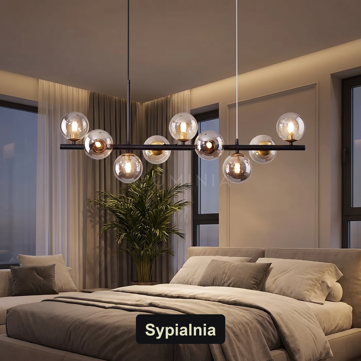 Lampa wisząca szklana kula | Ardenza – sypialnia