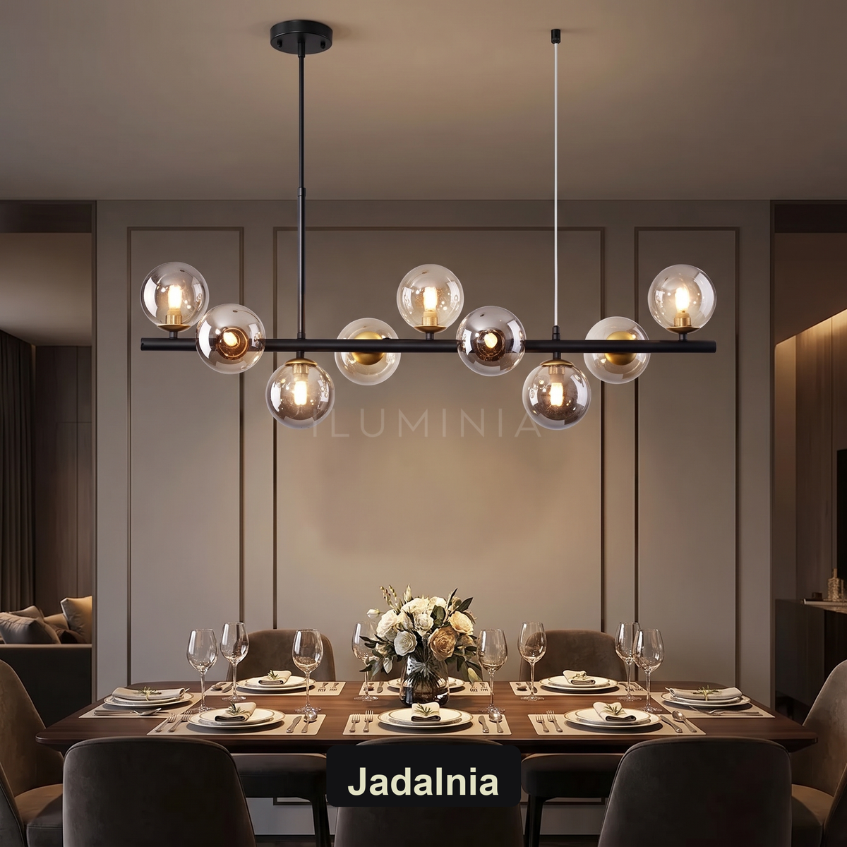 Lampa wisząca szklana kula | Ardenza – jadalnia