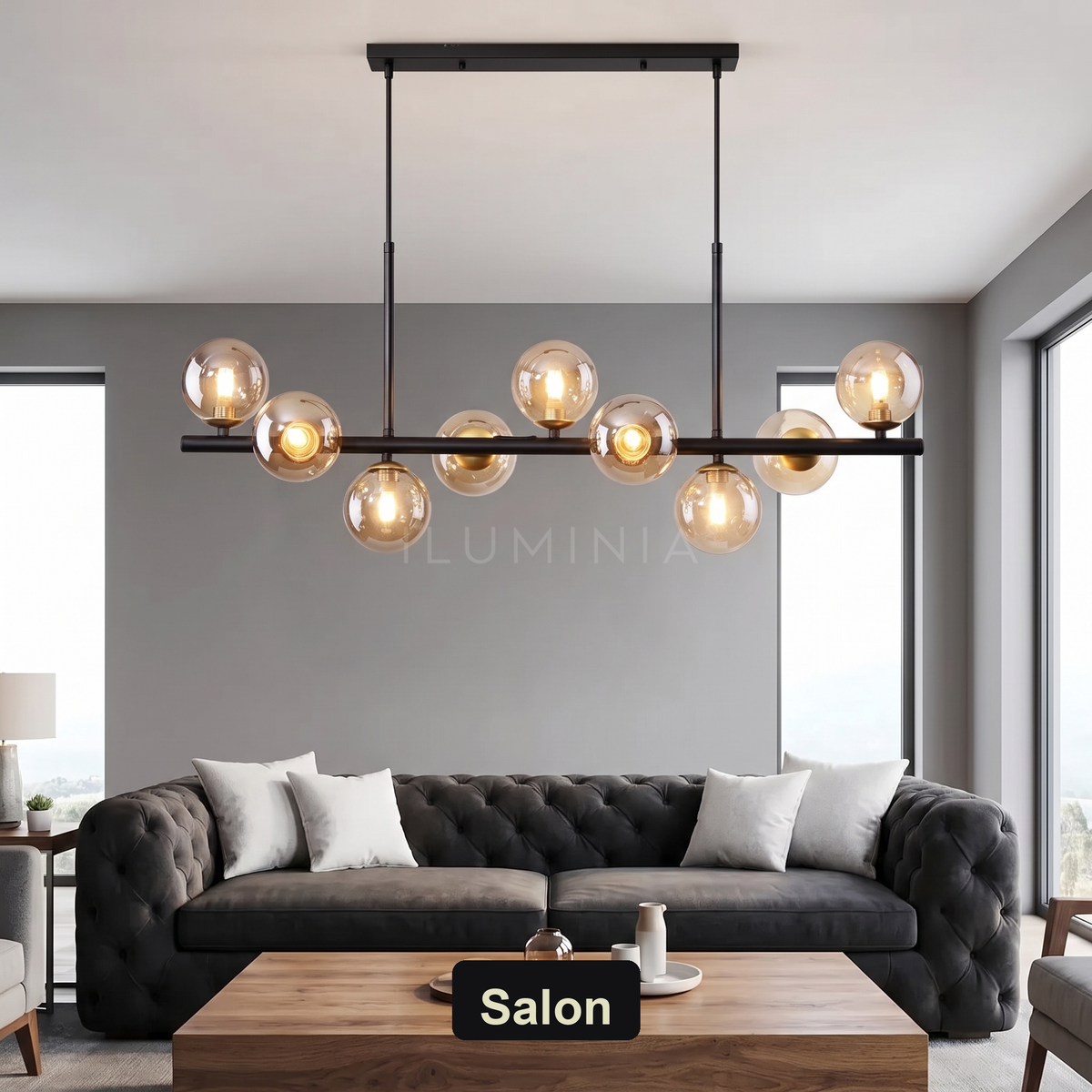 Lampa wisząca szklana kula | Ardenza – salon
