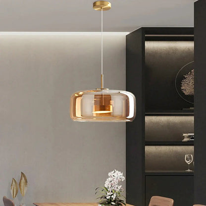 Lampa wisząca szklana metalowa czarna | Eccoria
