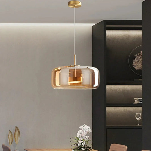 Lampa wisząca szklana metalowa czarna | Eccoria