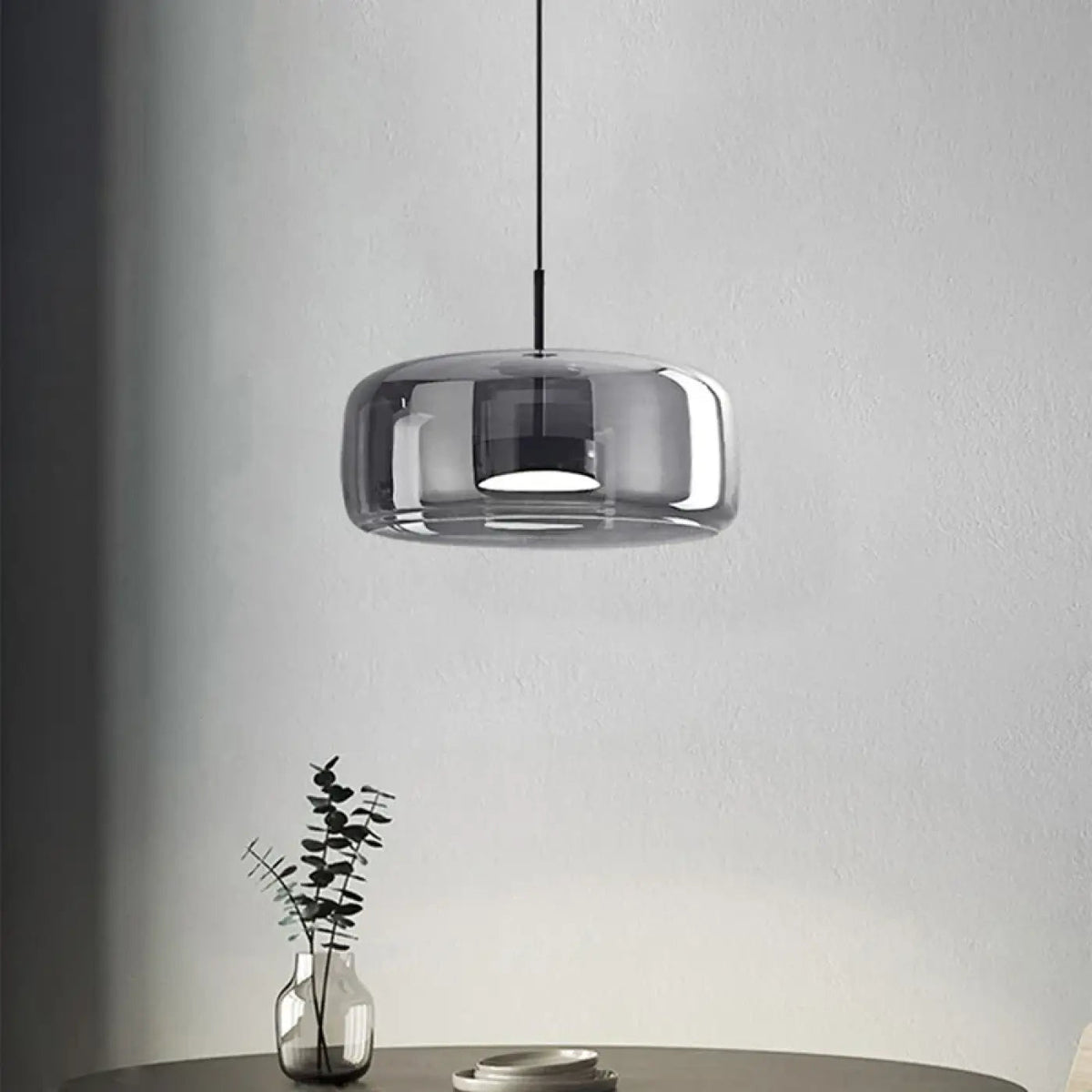 Lampa wisząca szklana metalowa czarna | Eccoria