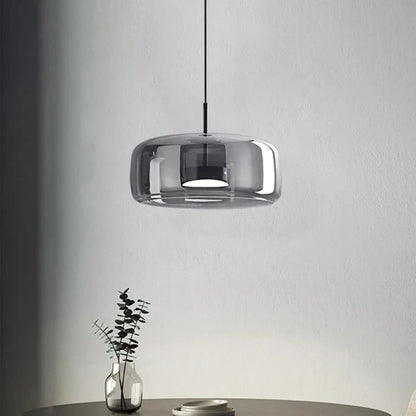 Lampa wisząca szklana metalowa czarna | Eccoria