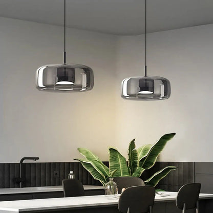 Lampa wisząca szklana metalowa czarna | Eccoria