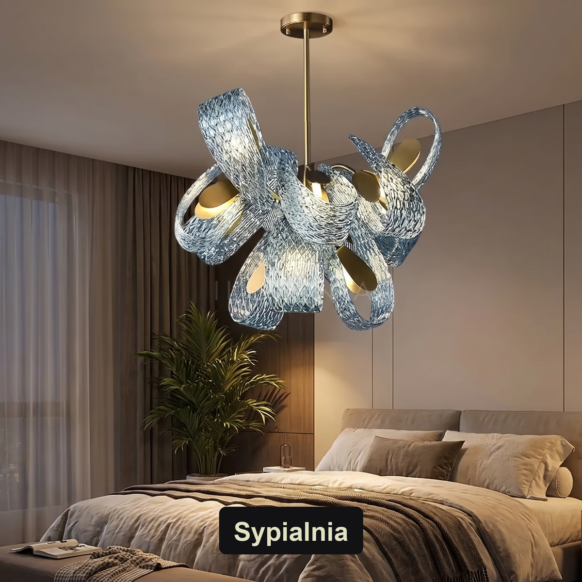 Lampa wisząca szklana niebieska | Mottesca