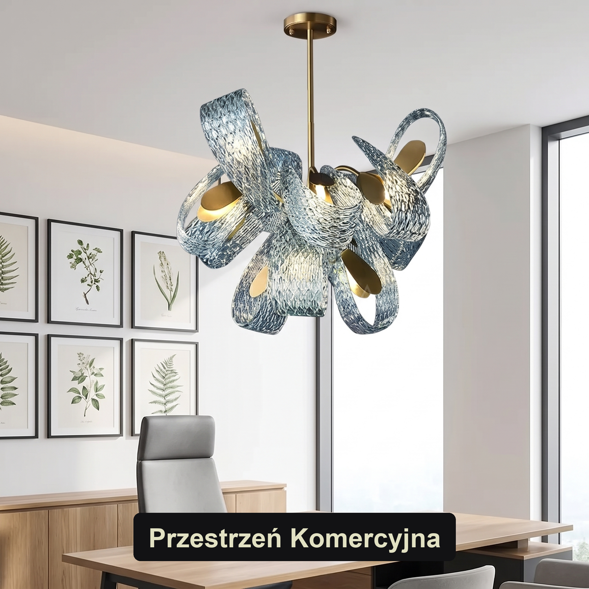 Lampa wisząca szklana niebieska | Mottesca