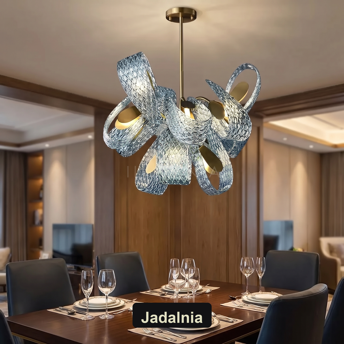 Lampa wisząca szklana niebieska | Mottesca