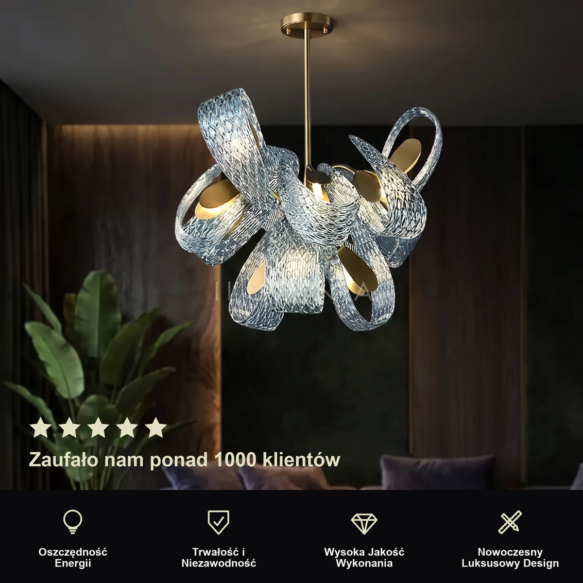Lampa wisząca szklana niebieska | Mottesca