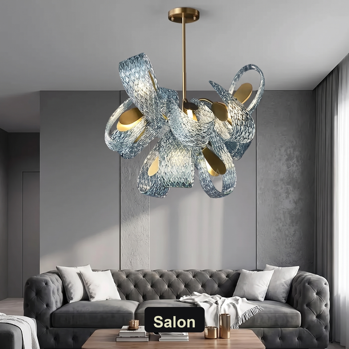 Lampa wisząca szklana niebieska | Mottesca