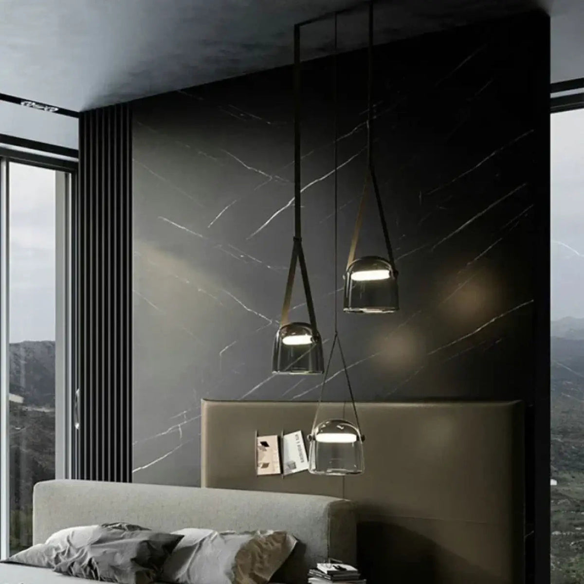 Lampa wisząca szklana szara | Gemmicia