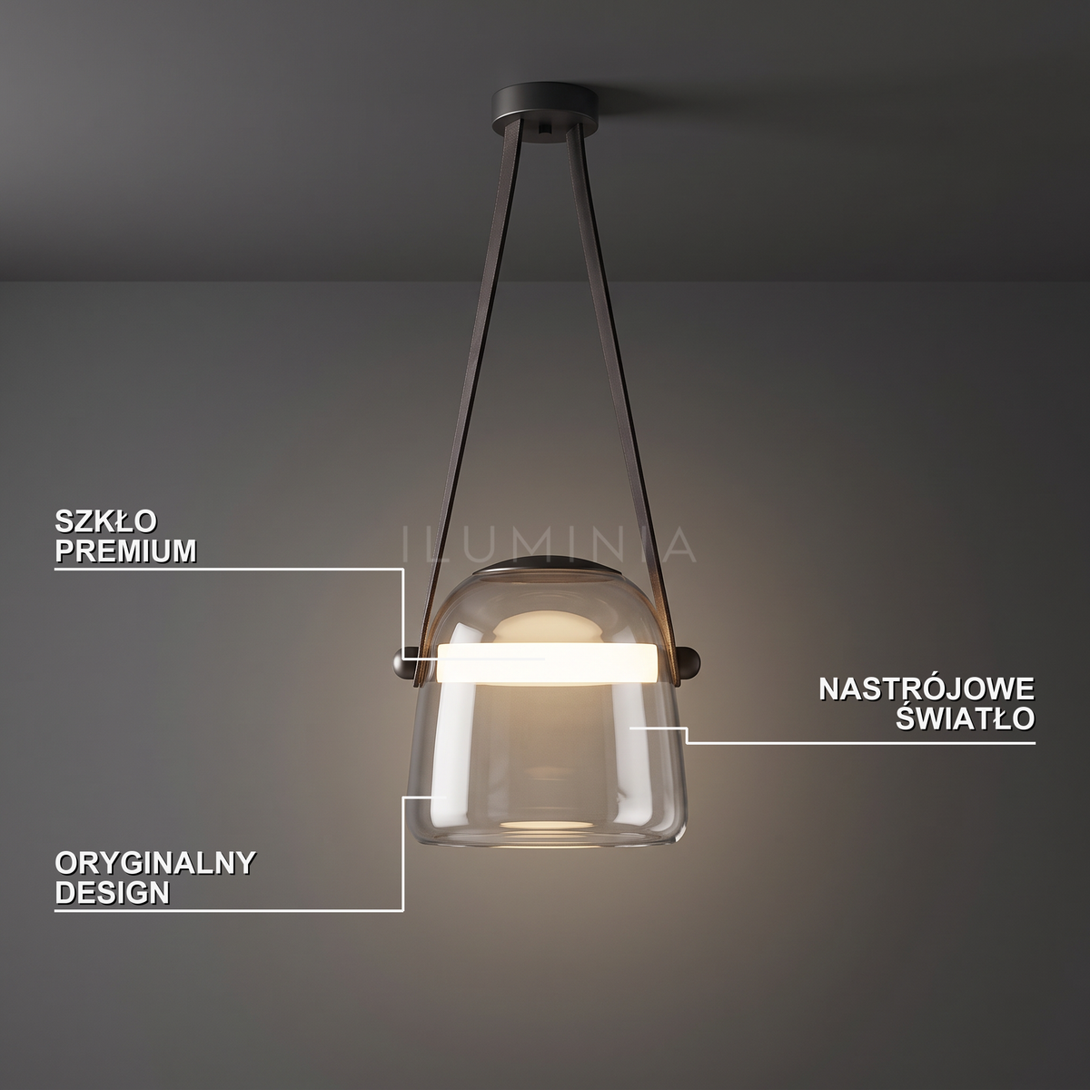 Lampa wisząca szklana szara | Gemmicia