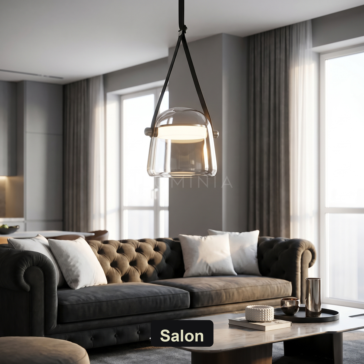 Lampa wisząca szklana szara | Gemmicia