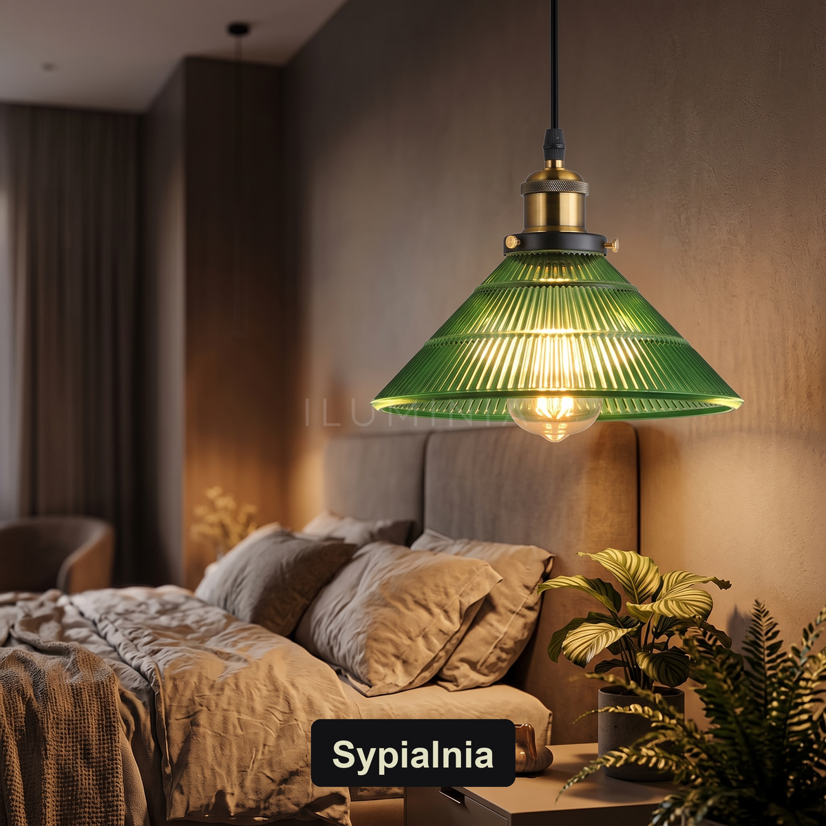Lampa wisząca szklana zielona | Ravora