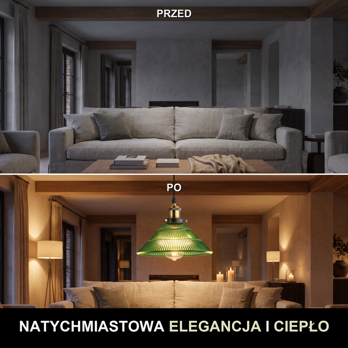 Lampa wisząca szklana zielona | Ravora