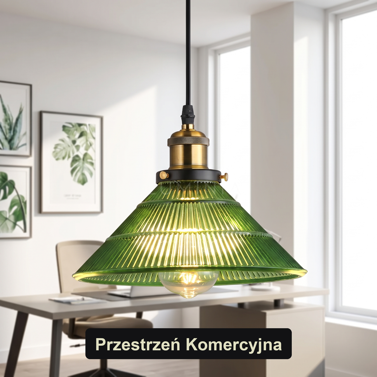 Lampa wisząca szklana zielona | Ravora