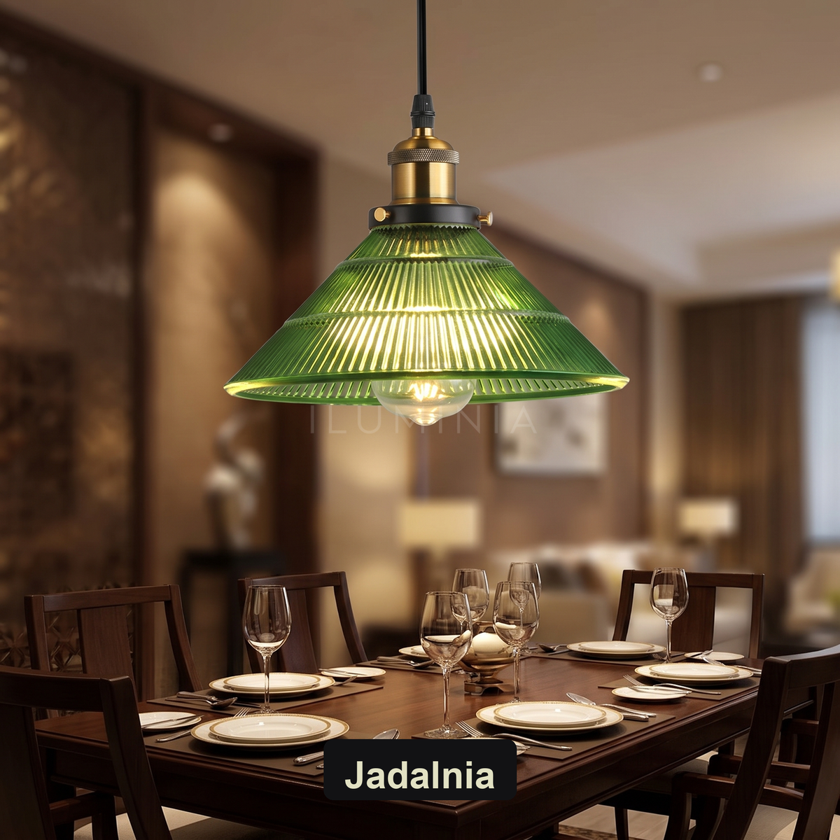 Lampa wisząca szklana zielona | Ravora